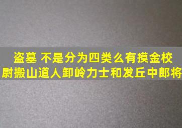 盗墓 不是分为四类么,有摸金校尉,搬山道人,卸岭力士和发丘中郎将