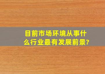 目前市场环境从事什么行业最有发展前景?