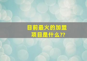 目前最火的加盟项目是什么??