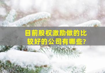 目前股权激励做的比较好的公司有哪些?