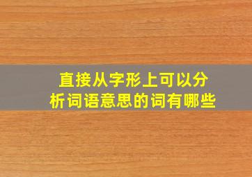 直接从字形上可以分析词语意思的词有哪些