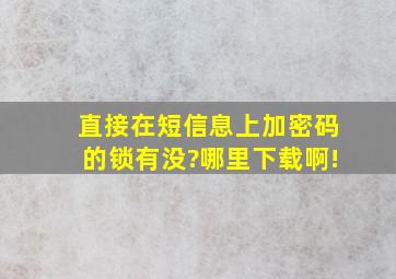 直接在短信息上加密码的锁有没?哪里下载啊!