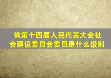 省第十四届人民代表大会社会建设委员会委员是什么级别