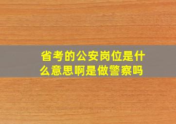 省考的公安岗位是什么意思啊,是做警察吗 