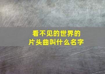 看不见的世界的片头曲叫什么名字