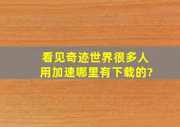 看见奇迹世界很多人用加速,哪里有下载的?