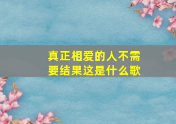 真正相爱的人不需要结果这是什么歌