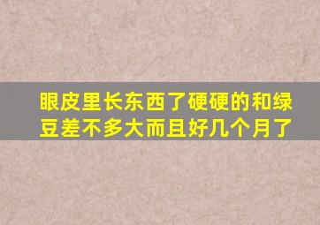 眼皮里长东西了硬硬的,和绿豆差不多大,而且好几个月了