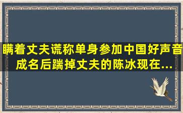 瞒着丈夫谎称单身参加《中国好声音》成名后踹掉丈夫的陈冰现在...