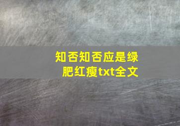 知否知否应是绿肥红瘦txt全文