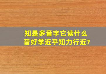 知是多音字,它读什么音好学近乎知力行近?