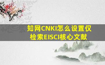 知网CNKI怎么设置仅检索EI,SCI,核心文献