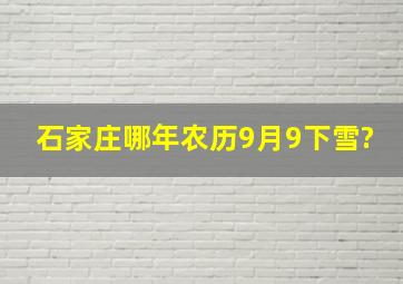 石家庄哪年农历9月9下雪?