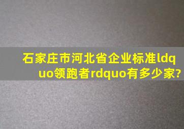 石家庄市河北省企业标准“领跑者”有多少家?