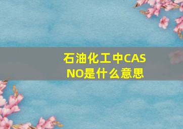 石油化工中CAS NO是什么意思