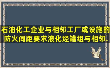 石油化工企业与相邻工厂或设施的防火间距要求,液化烃罐组与相邻...