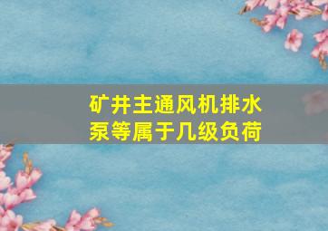 矿井主通风机排水泵等属于几级负荷