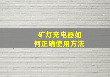 矿灯充电器如何正确使用方法