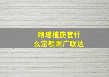 砌墙植筋套什么定额啊广联达