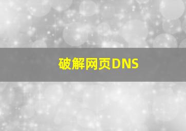 破解网页DNS