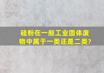 硅粉在一般工业固体废物中属于一类还是二类?