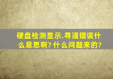 硬盘检测显示.寻道错误什么意思啊? 什么问题来的?