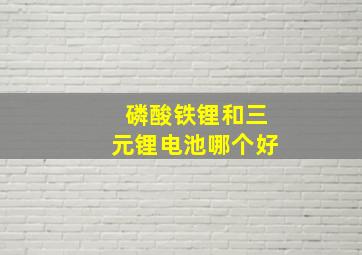 磷酸铁锂和三元锂电池哪个好