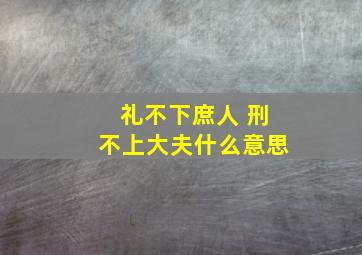 礼不下庶人 刑不上大夫什么意思