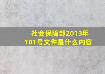 社会保障部2013年101号文件是什么内容