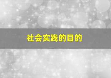 社会实践的目的