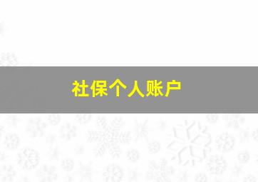 社保个人账户