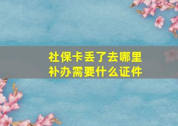 社保卡丢了去哪里补办,需要什么证件