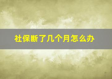 社保断了几个月怎么办