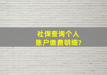 社保查询个人账户缴费明细?