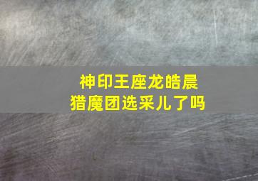 神印王座龙皓晨猎魔团选采儿了吗