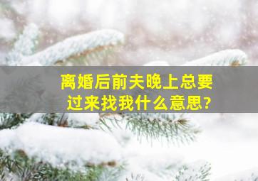 离婚后,前夫晚上总要过来找我,什么意思?