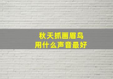 秋天抓画眉鸟用什么声音最好