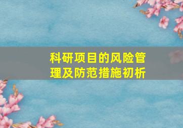 科研项目的风险管理及防范措施初析