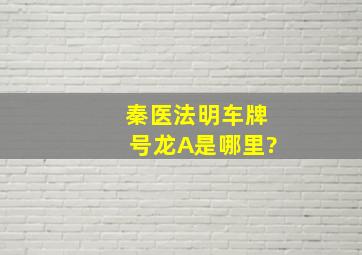 秦医法明车牌号龙A是哪里?