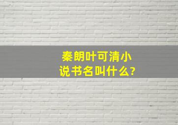 秦朗叶可清小说书名叫什么?