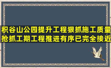 积谷山公园提升工程狠抓施工质量,抢抓工期,工程推进有序,已完全接近...