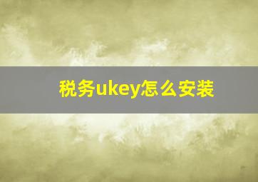 税务ukey怎么安装