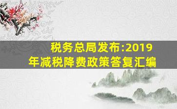 税务总局发布:2019年减税降费政策答复汇编