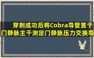 穿刺成功后将Cobra导管置于门静脉主干,测定门静脉压力,交换导丝...