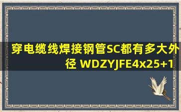 穿电缆线焊接钢管(SC)都有多大外径 WDZYJFE4x25+1x16用多大的管径