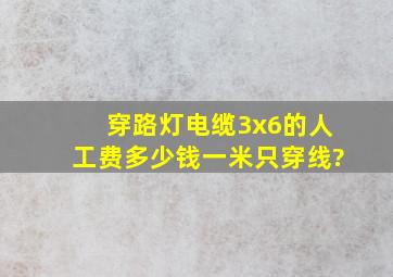 穿路灯电缆3x6的人工费多少钱一米,只穿线?