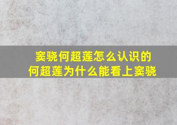 窦骁何超莲怎么认识的,何超莲为什么能看上窦骁