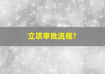 立项审批流程?