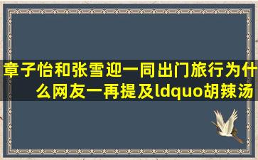 章子怡和张雪迎一同出门旅行为什么网友一再提及“胡辣汤”(