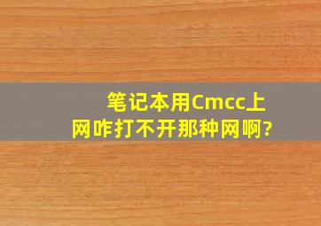 笔记本用Cmcc上网咋打不开那种网啊?